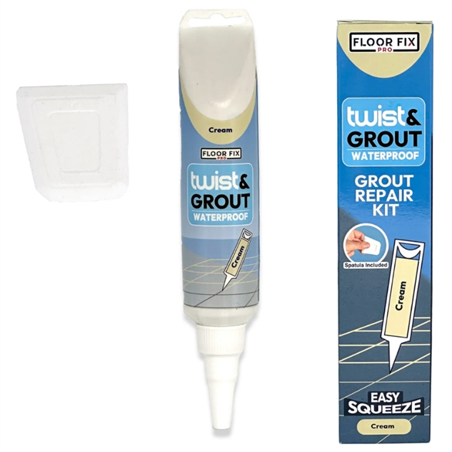 Floor Fix Pro Twist & Grout Fugemasse, Creme Reparationssæt til Flisefuger - 250 Gr. - Reparation Af Fliser | Murerbutikken.dk
