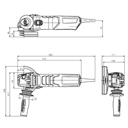 Måltegning på Metabo vinkelsliber ø125 mm, 1500 w i