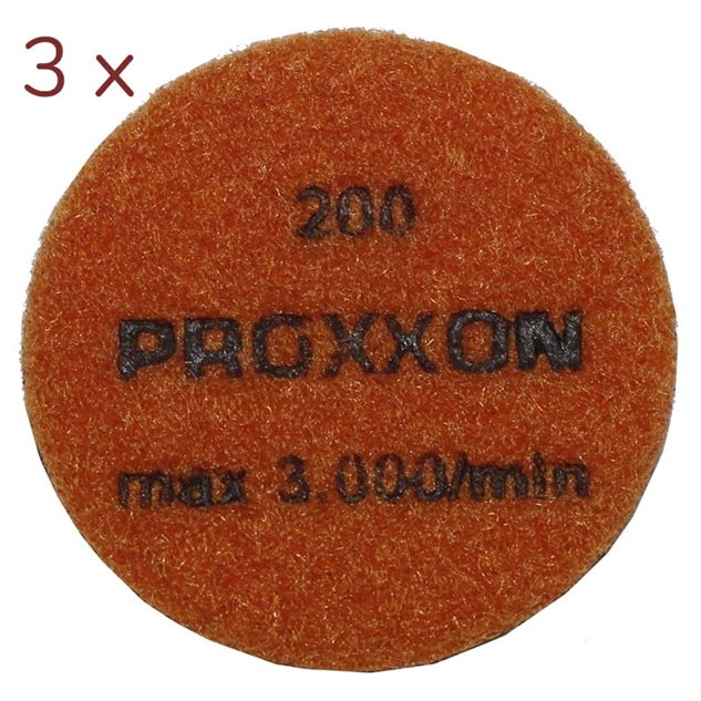 Diamant-slibepads, Ø 50 mm, korn 200 bagside